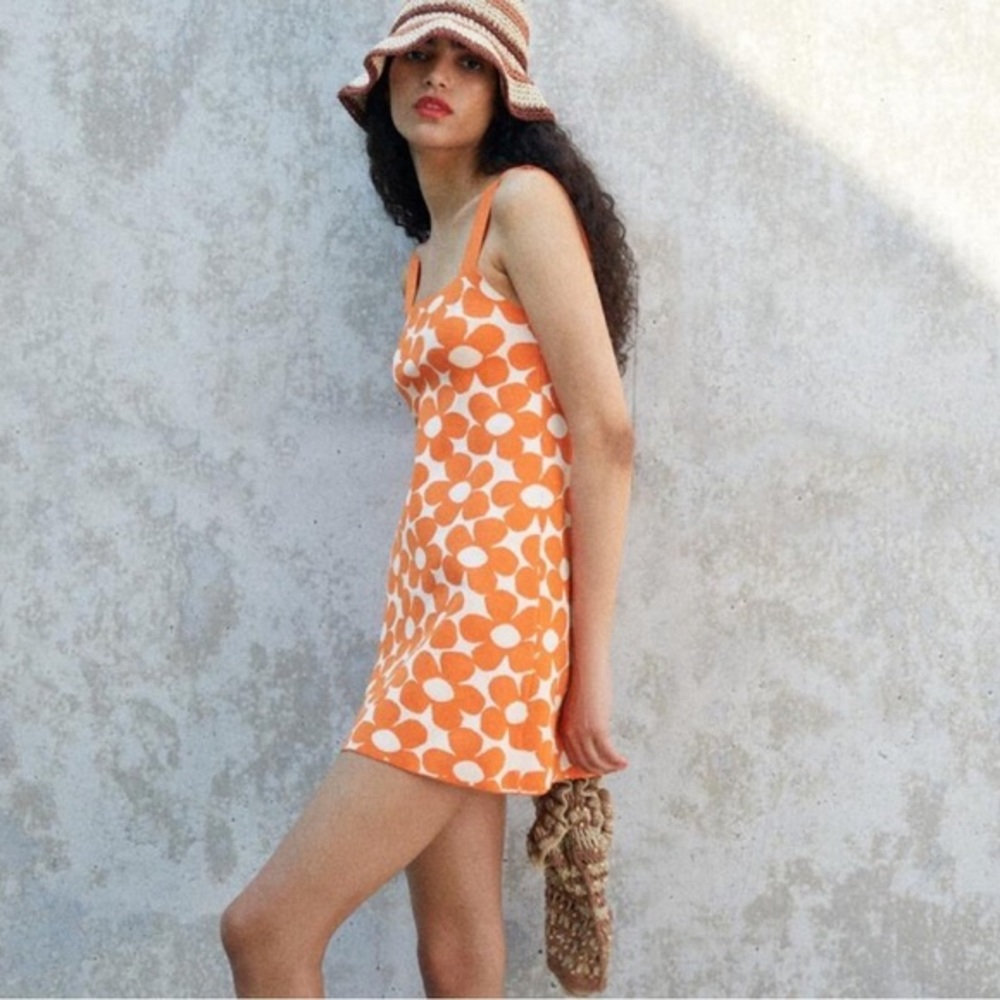 Zara Daisy Floral Knit Retro Dress NEW - Picture 7 of 13
